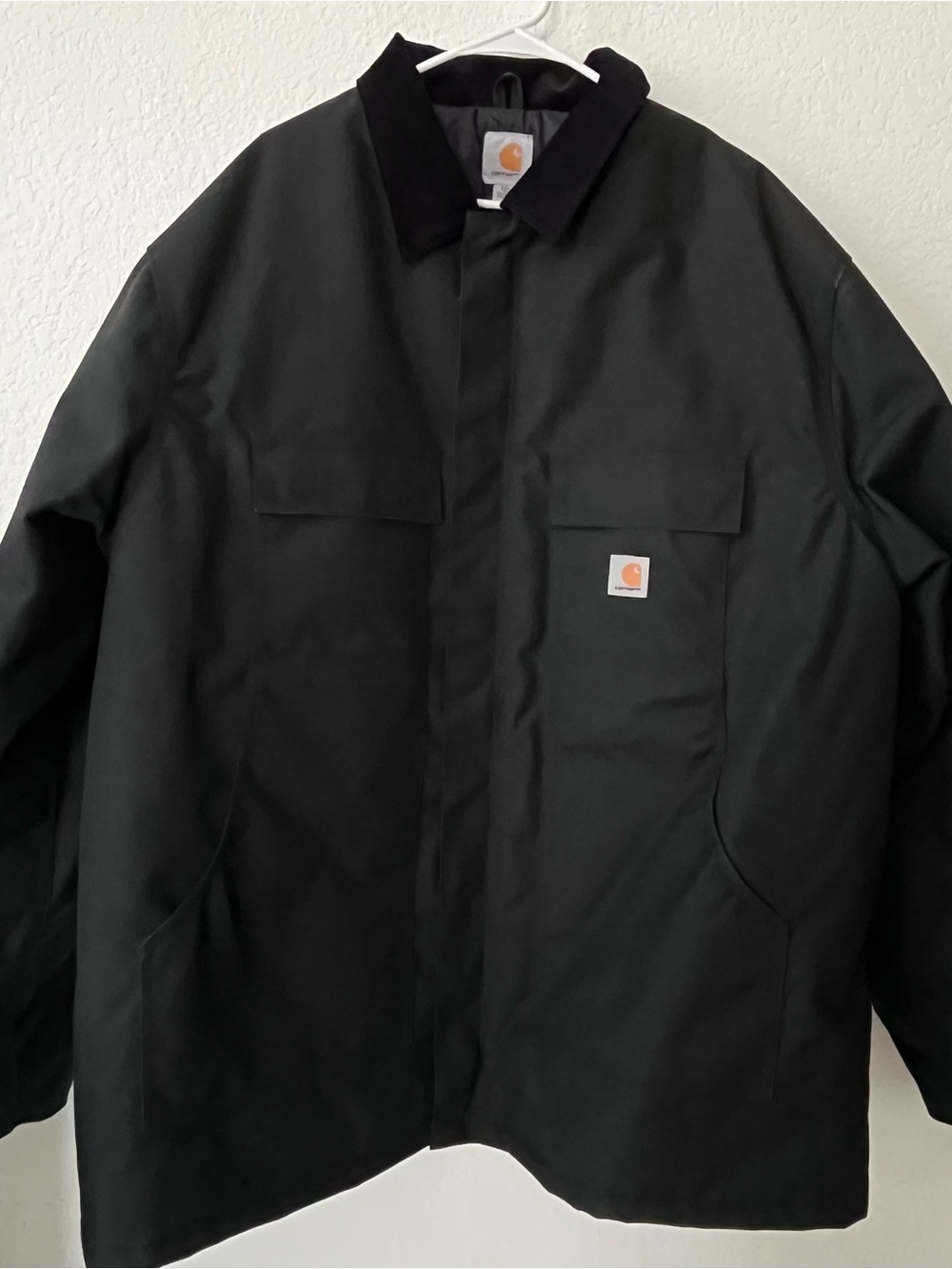 Carhartt Black Canvas Work Jacket with Corduroy Collar